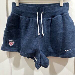 Nike Navy Athletic Drawstring Shorts with USA Shield Patch